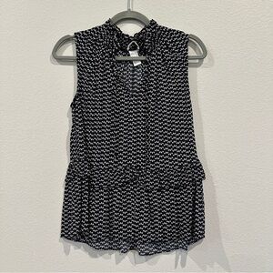 H&M Women’s Peplum Style Sleeveless Blouse Black & White Print All Over sz US4